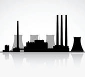 Nuclear Power Plant Silhouette   Royalty Free Clip Art