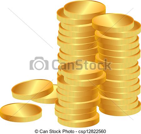 Of Coins   Stacks Of Shiny Gold Coins Csp12822560   Search Clipart    