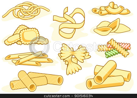 Pasta Clipart Pasta Shape Icons Stock Vector