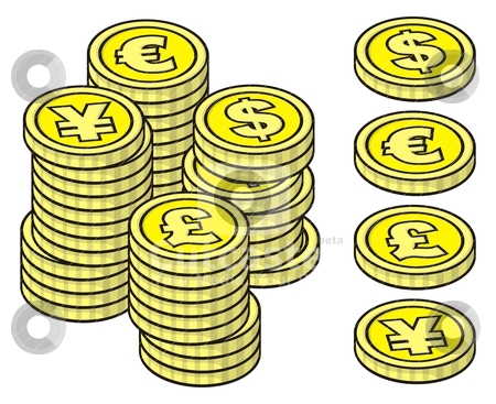 Stacks Of Coins Stock Vector Clipart Four Yellow Stackable Coins On    