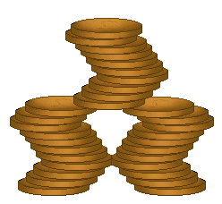 Three Stacks Of Coins Creating A Tower