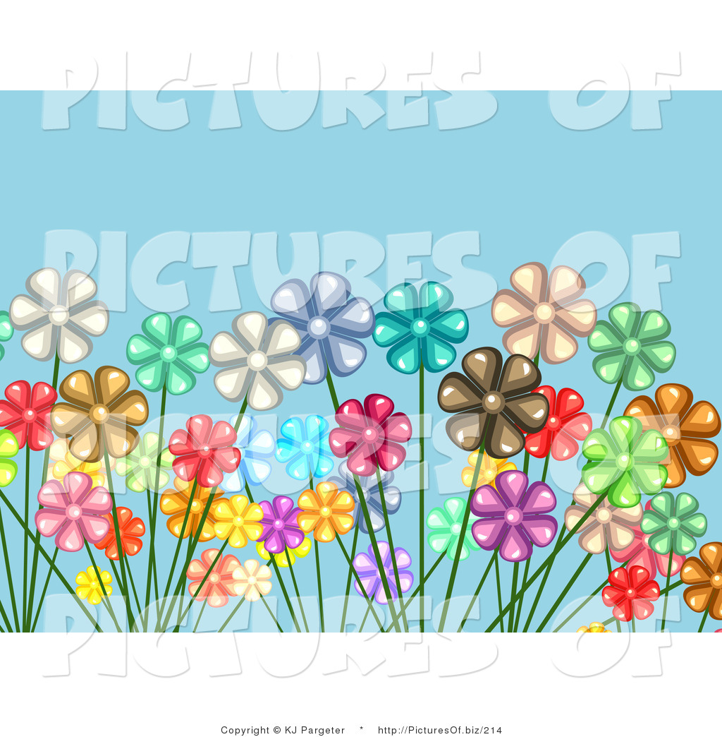 Vector Clipart Of A Crowded Garden Of White Red Yellow Pink Brown