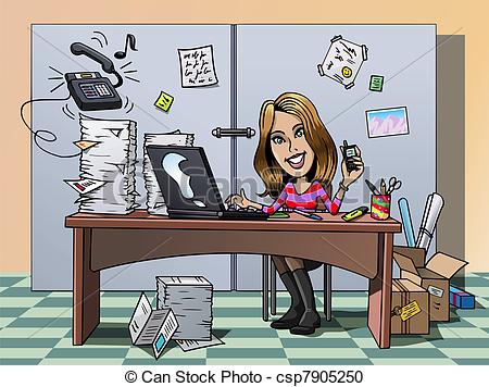 Vector Clipart Of Busy Employee   Cartoon Style Illustration  A Busy