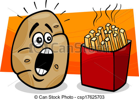 Vector Clipart Of Potato With French Fries Cartoon   Cartoon Concept