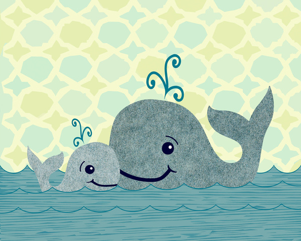 Whale Mom And Baby Art Print By Elephant Trunk Studio   Society6
