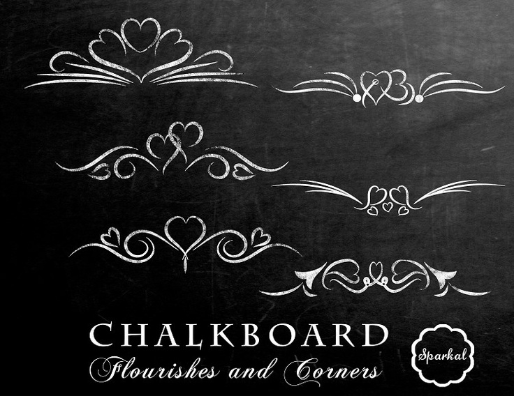 Art Divider Clipart Chalkboard Frames Rustic Chalk Flourishes Instant