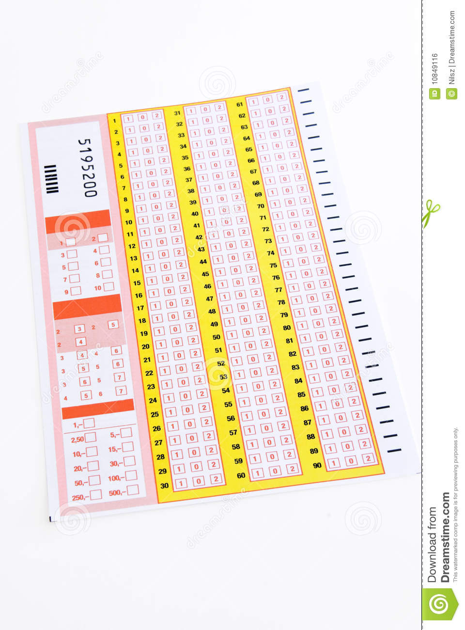 Blank Lottery Ticket Royalty Free Stock Image   Image  10849116