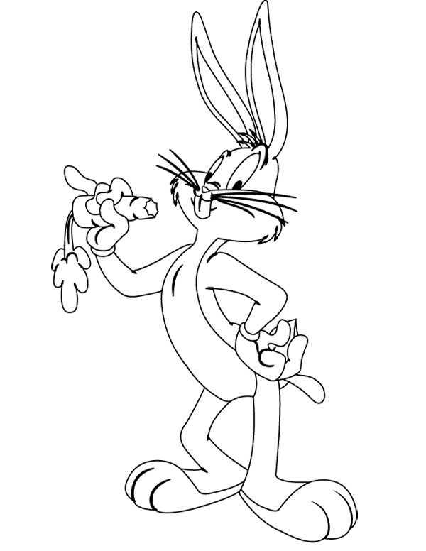 Bugs Bunny Eats Carrot Coloring Page   Coloring Pages   Pinterest