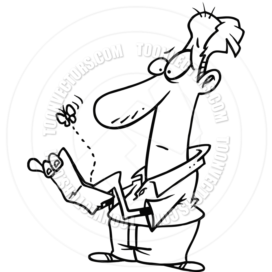 Cartoon Empty Wallet  Black And White Line Art  By Ron Leishman   Toon
