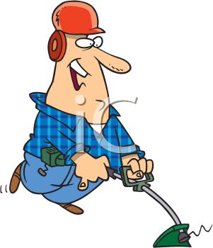 Cartoon Guy Mowing
