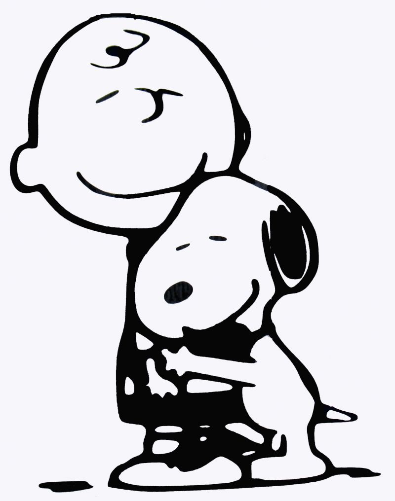 Charlie Brown And Snoopy Hug Die Cut Vinyl Decal   Black  Snoopn4pnuts    