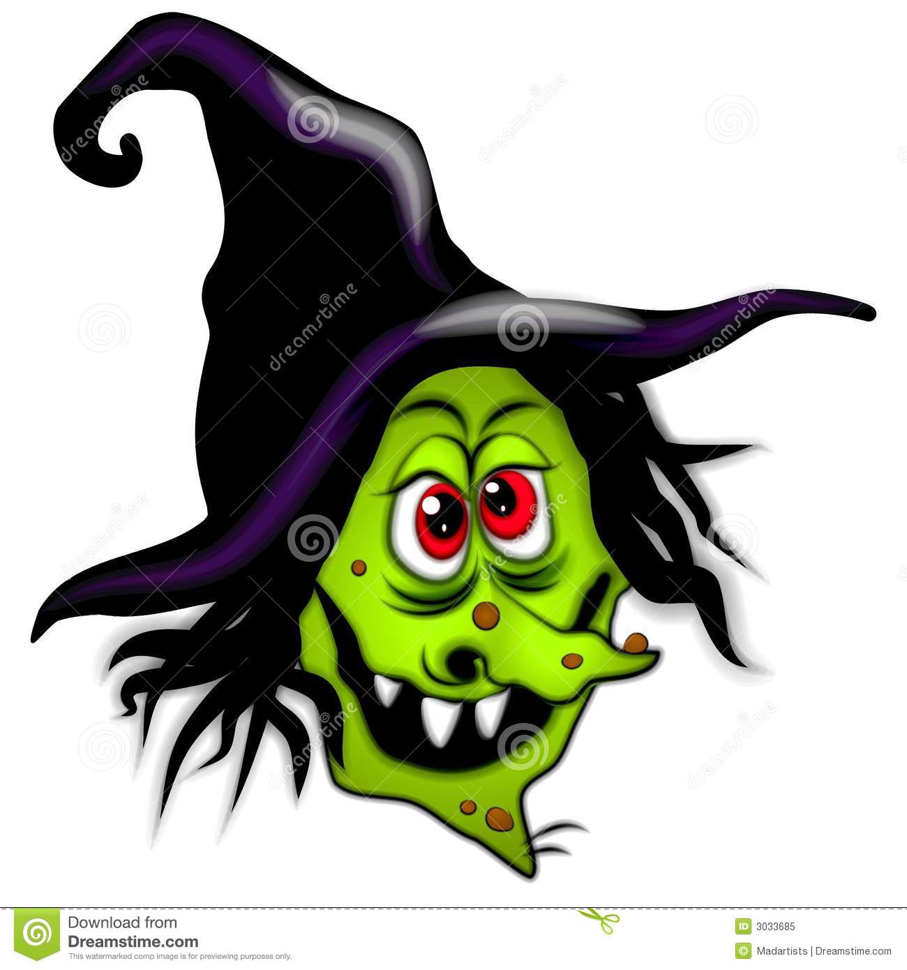 Clip Art Illustration Of A Scary Halloween Witch With Tall Black Hat