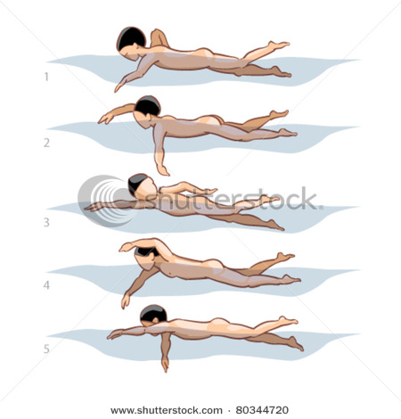 Clip Art Picture Of A Child Learning To Swim