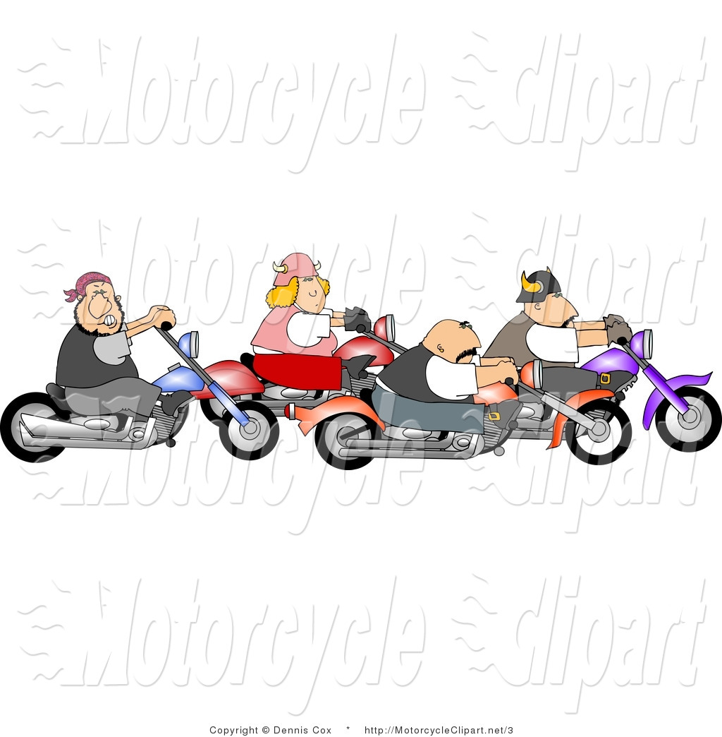     Clipart Of A Group Of Bikers On Their Motorcycles By Djart