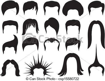     Clipart Vector   Hair Style Set For Men Hair Style Collection Hair