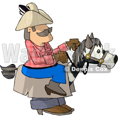Cowboy Riding A Stick Horse Clipart Picture   Dennis Cox  6264