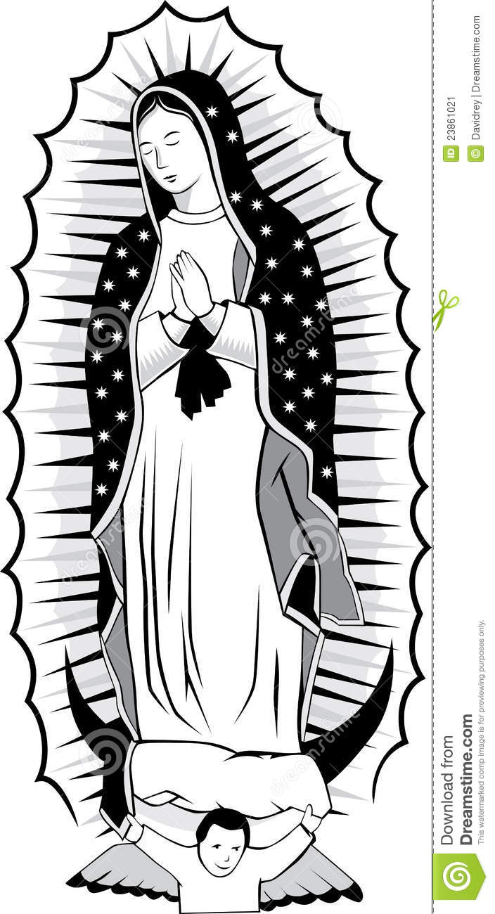 Gr Fico Blanco Y Negro De La Virgen De Guadalupe Mexicano La