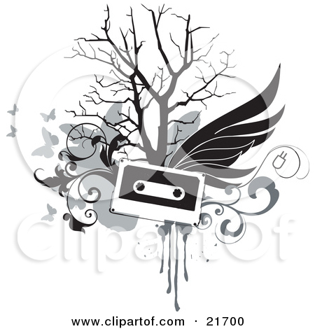 Musical Clipart Picture Illustration Of A Flying Cassette Tape With