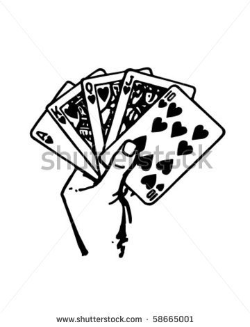 Number Cards Clipart Hand Of Cards Retro Clip Art