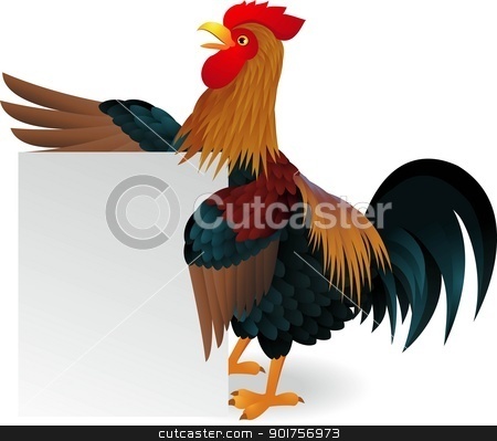Rooster With Blank Sign Stock Vector Clipart Vector Illustration Of