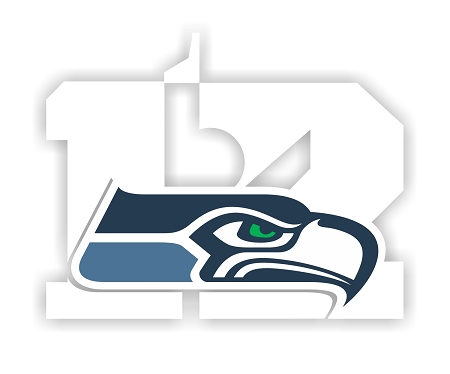 Seattle Seahawks 12th Man Logo Vinyl Die Cut Decal    4 Sizes