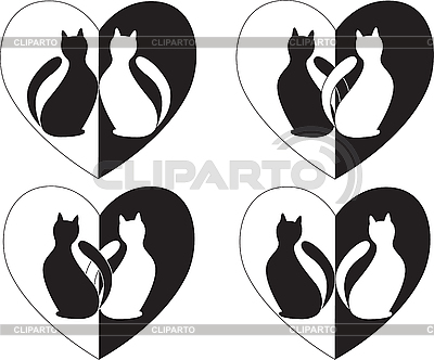 Set   Two Cats In Love   Stock Vector Graphics   Cliparto