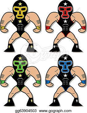 Stock Illustration   Cartoon Of Masked Wrestlers  Clip Art Gg63904503