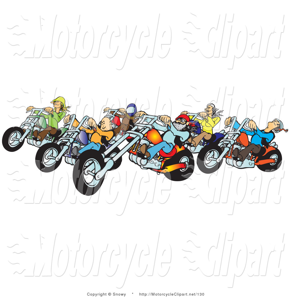 Transportation Clipart Of A Group Of Biker Chicks By Snowy    130