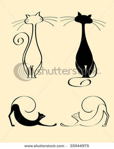 Two Black And White Cats   Clipart