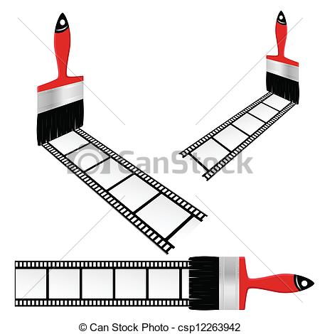 Vector   Film Tape With Brush Color Vector Illustration   Stock