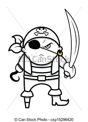 Vector   Funny Angry Cute Pirate Captain   Stock Illustration Royalty