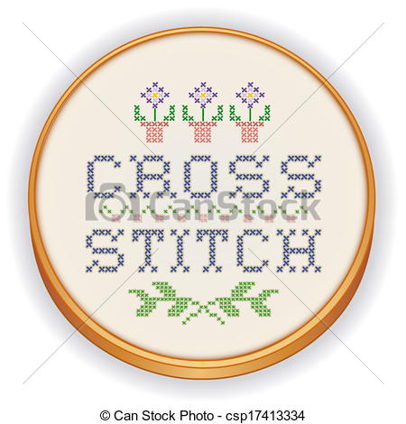 Vectors Of Embroidery Cross Stitch Wood Hoop   Retro Wood Embroidery