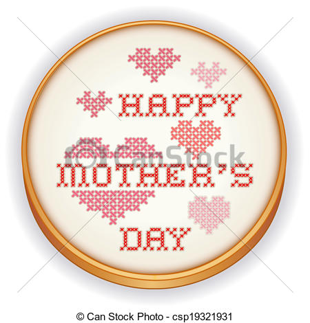 Vectors Of Mothers Day Hearts Embroidery Hoop   Retro Wood Embroidery