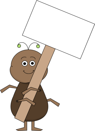 Ant With A Blank Sign Clip Art Image   Cute Ant Holding A Blank Sign