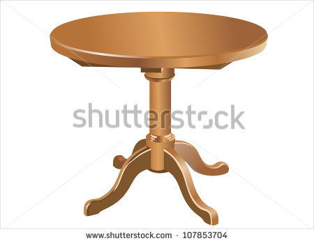 Antique Wooden Round Table Isolated On White   Stock Vector
