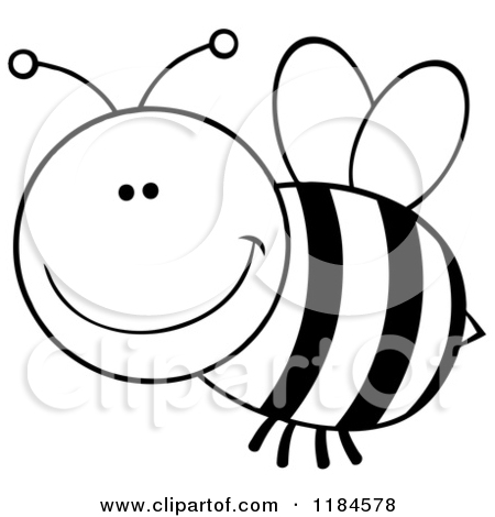 Bee Clipart Black And White 1184578 Cartoon Of A Black And White Happy