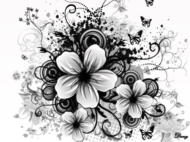 Black And White Flowers Ppt Backgrounds Template For Presentation    