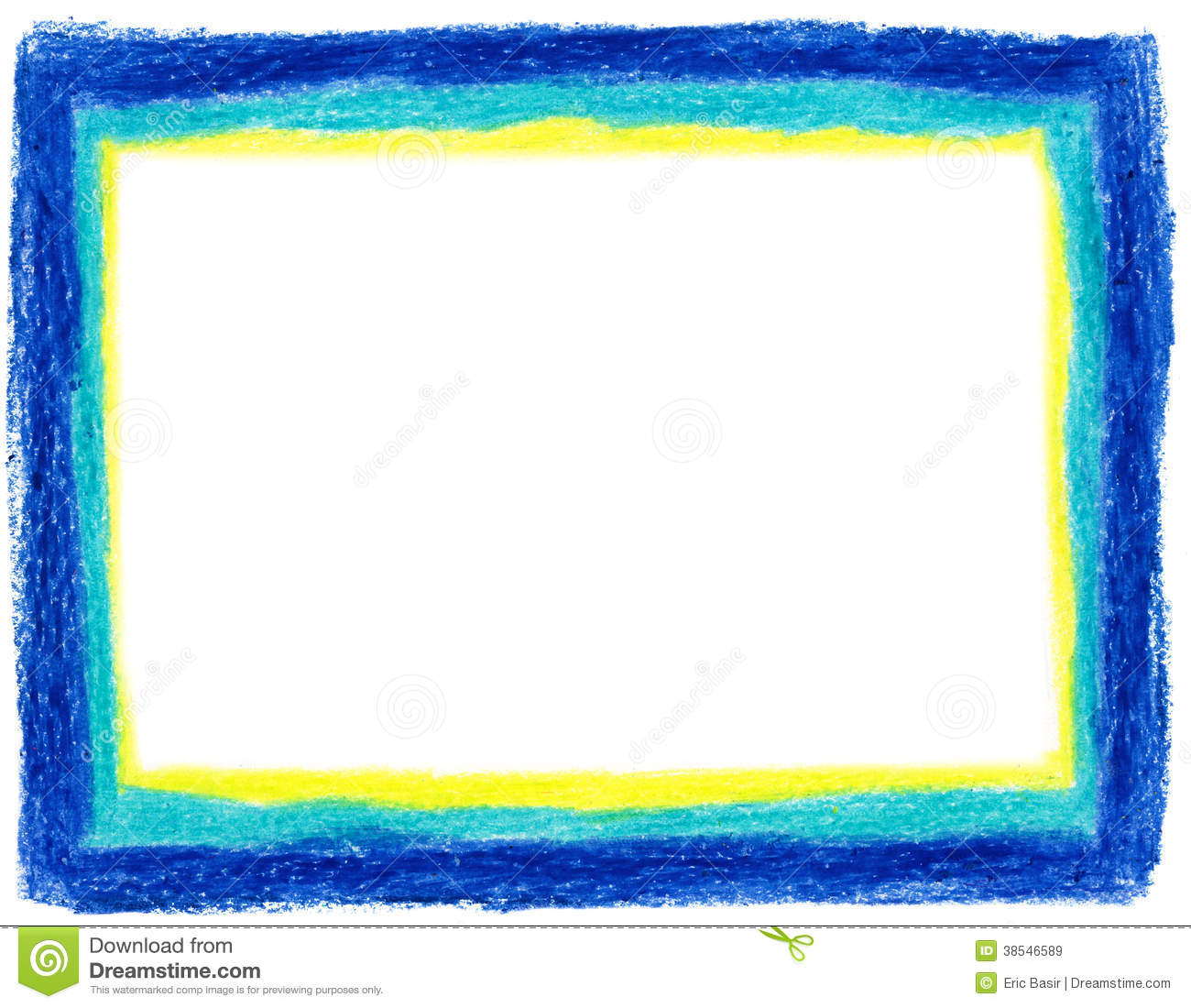 Blue And Yellow Crayon Frame Royalty Free Stock Images   Image    