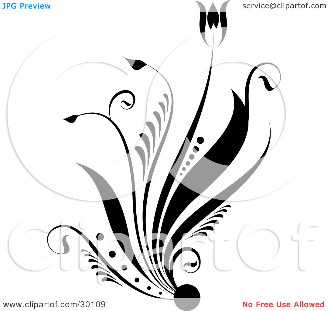 Bunch Of Flowers Clipart Black And White Clipart Illustration Of A