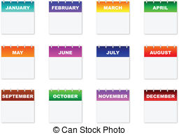 Calendar Icons   Monthly Calendar Icons On A White