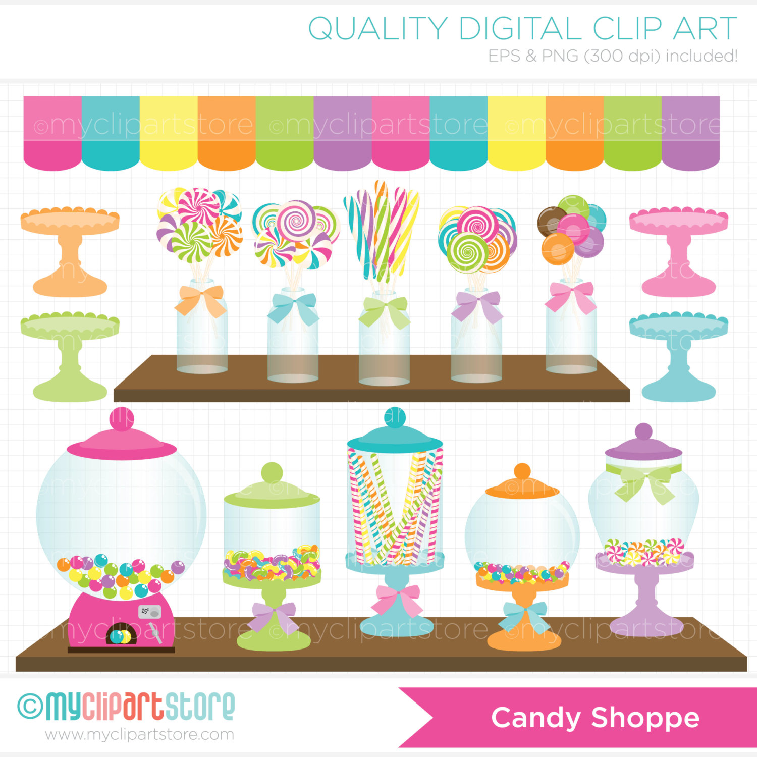 Candy Shoppe Clip Art   Digital Clipart Instant By Myclipartstore