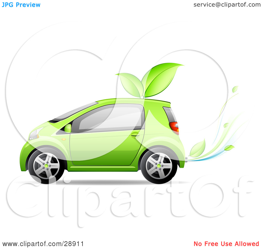 Car Running Off Of Bio Fuel With Leaves On The Roof And Leaves Coming