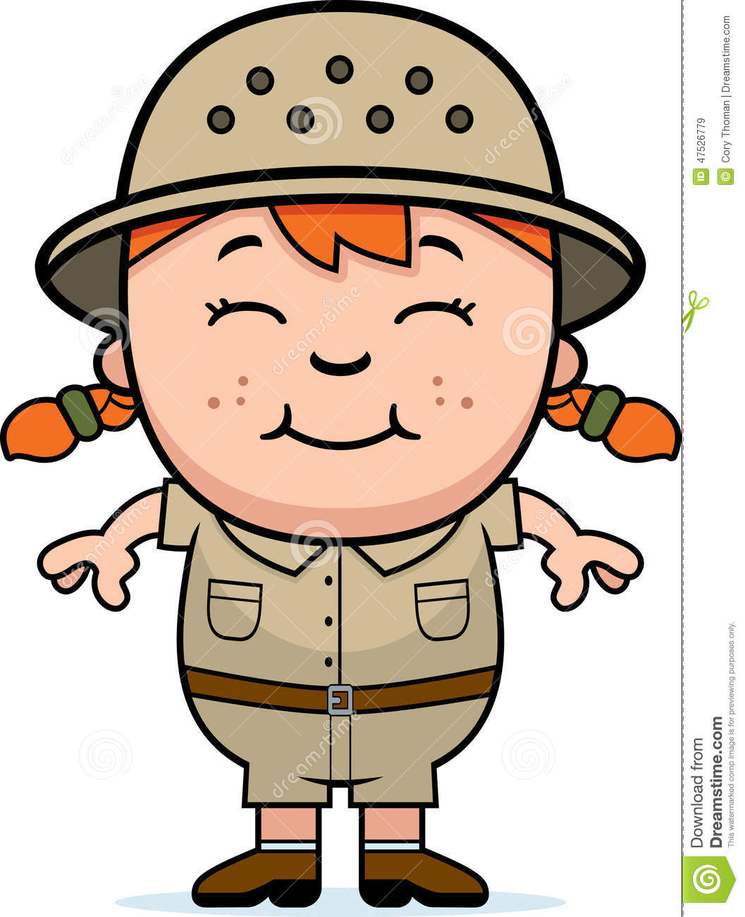 Cartoon Illustration Of A Girl Explorer Standing And Smiling