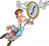 Cartoon Man With A Clock With Wings Clipart Image