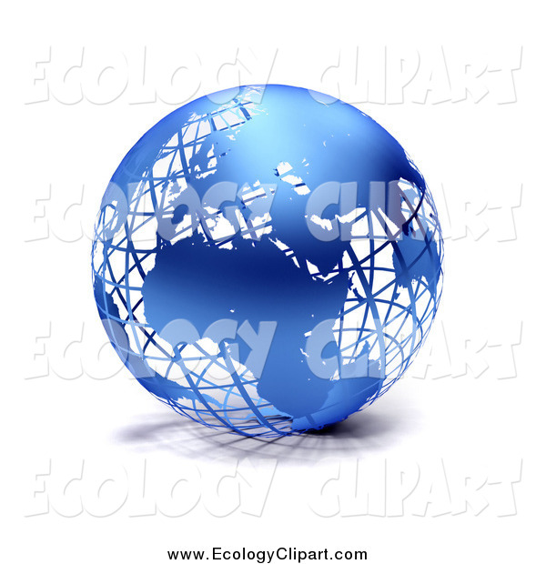 Clip Art Of A 3d Blue Grid Globe By Andresr    2349