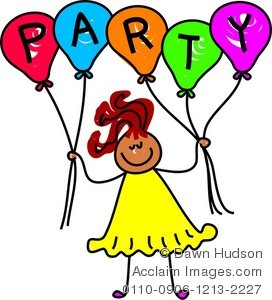 Clipart Illustration Of A Little Girl Holding A Bunch Of Balloons
