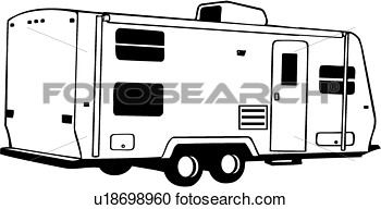 Clipart Of  Camper Recreation Recreational Rv Trailer Vehicle    