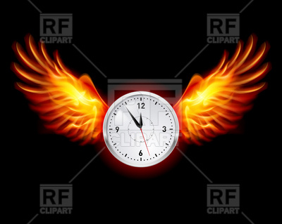 Clock With Flaming Wings 6526 Download Royalty Free Vector Clipart    