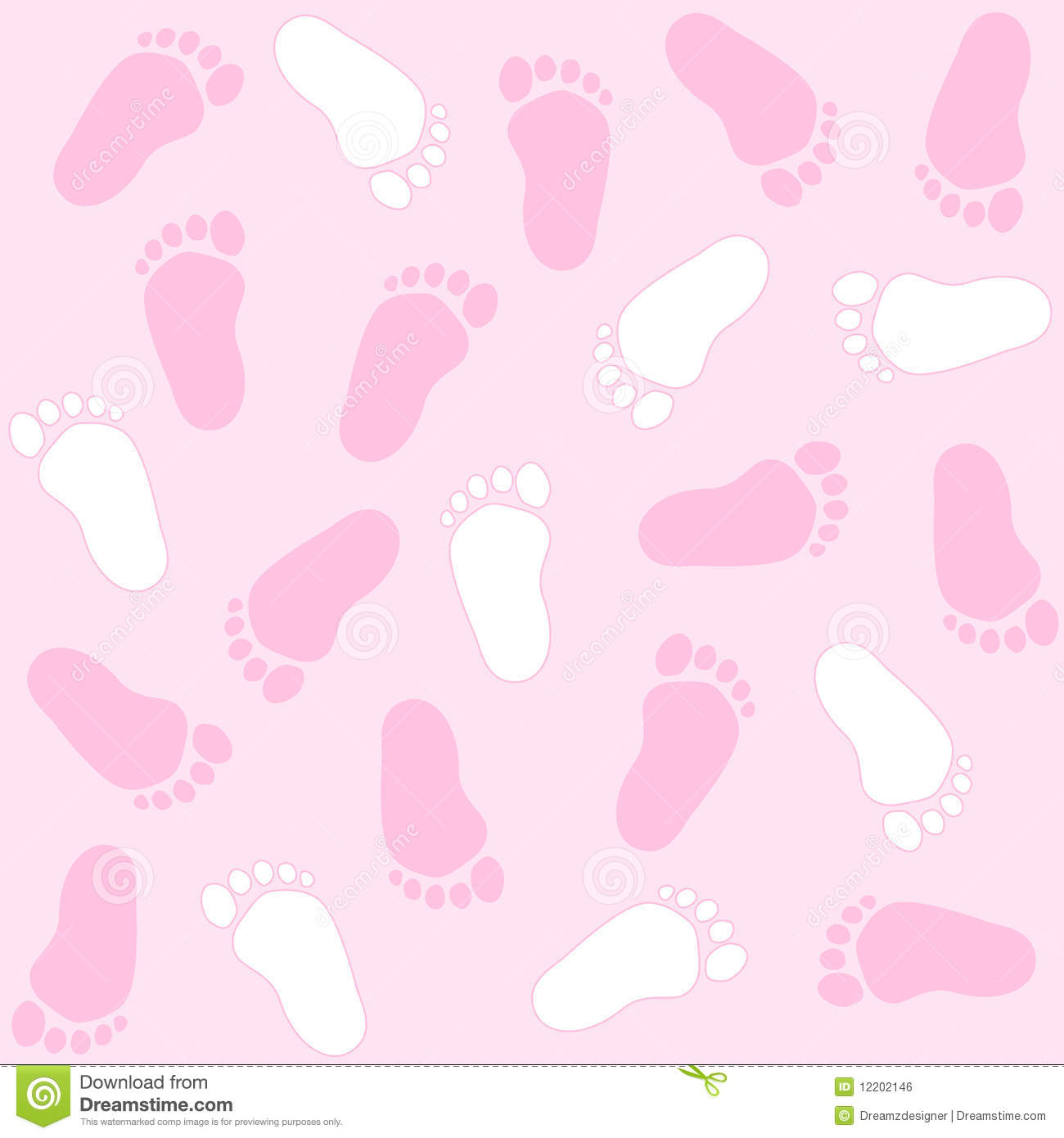 Cute Baby Girl Footprints Seamless Pattern