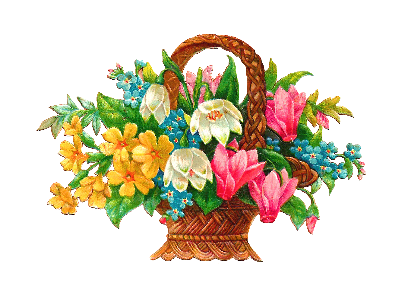 Free Flower Basket Clip Art  2 Wicket Baskets Full Of Wild Flowers